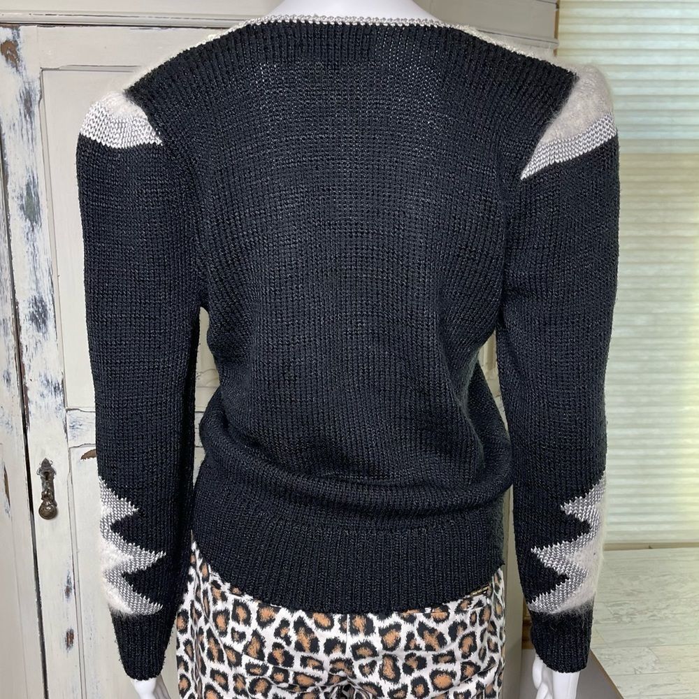 Christine Phillipe Vintage Y2K Black And White Abstract Angora Mix Knit Sweater - Picture 12 of 16